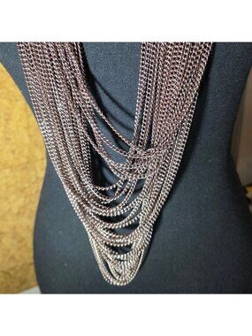 Layered Silver-Tone Chain Necklace Multiple Strands Statement Womens Jewelry